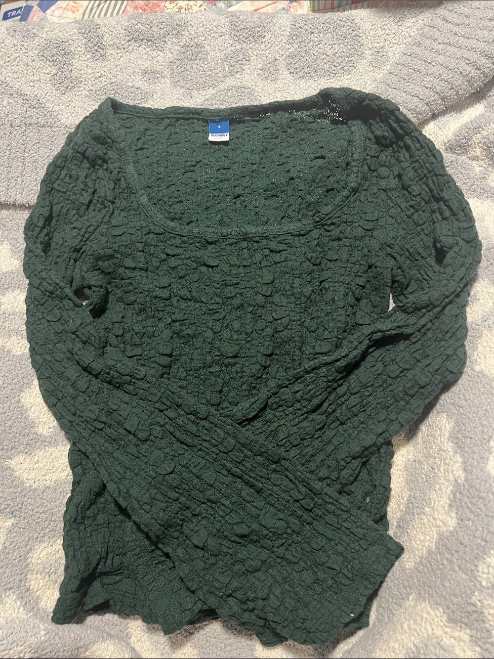 Old Navy Forest Green Textured Scoop Neck Top